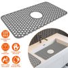 Silicone Grid Sink Mat with Central Drain Hole 12.87x24.68Inch Non-Slip Kitchen Stainless Steel Sink Protector Dishwasher Safe