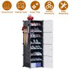 8-Tier Shoe Rack Organizer Stackable Free Standing Shoe Storage Shelf Plastic Shoe Cabinet Tower with Transparent Doors for Heels Boots Slippers Entry