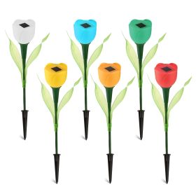 6 Pcs Solar Garden Tulip Flower Light Outdoor Solar Pathway light IP54 Water-resistant Landscape Lights for Lawn Patio Yard Garden Walkway Decoration