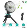 Foldable Camping Fan with Emergency Power Bank 270° Oscillating Rechargeable Tripod Fan for Hiking Fishing Personal Desk Fan with 4 Speeds 3 Brightnes