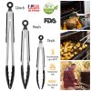 3Pcs Kitchen Tongs Stainless Steel Locking Food Tongs with Silicon Tips BPA Free Non-Stick BBQ Cooking Grilling Locking Food Tongs High Heat Resistant