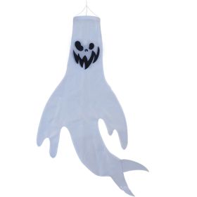 4Pcs Halloween Ghosts With Witch Hats Windsocks Hanging Decoration With Colorful LED Light Outdoor Flag Wind Socks Halloween Party Decoration For Yard