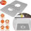 2Pcs Silicone Grid Sink Mat with Central Drain Hole 11.61x13.58Inch Non-Slip Kitchen Stainless Steel Sink Protector Dishwasher Safe