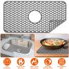 Silicone Grid Sink Mat with Central Drain Hole 12.87x24.68Inch Non-Slip Kitchen Stainless Steel Sink Protector Dishwasher Safe