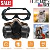 Respirator Mask Anti-Dust Industrial Gas Mask Paint Chemical Spray Protective Mask w/Goggles Dual Filter Cartridge