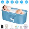 Portable Collapsible Bathtub Freestanding Soaking Shower Bath Tub Foldable Shower Stall Tub 330LBS Max Load with Inflatable Backrest and Water Seat St