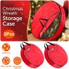 2Pcs φ30in Christmas Wreath Storage Bag 88L Water-resistant Foldable Wreath Container Bag w/ Handles Card Slot