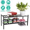 Bamboo Shoe Rack 2-Tier Stackable Shoe Shelf Free Standing Small Shoe Storage Organizer for Entryway Closet Bedroom Bathroom Living Room