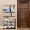 Entryway Coat Hat Rack Shoe Storage Shelf 4 Tier Shoe Rack Freestanding Hall Tree Garment Hanger Stand Clothes Shoe Organizer Combo