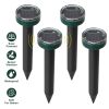 4Pcs Solar Powered Mole Repeller Sonic Gopher Stake Repellent Waterproof Outdoor For Farm Garden Yard Repelling Moles Gopher Snake Vole Rat Mice Mouse