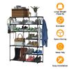 7 Tiers Plus 5 Tiers Shoe Rack Metal Shoe Storage Shelf Free Standing Large Shoe Stand 24+ Pairs Shoe Tower Unit Tall Shoe Organizer with 2 Hooks for