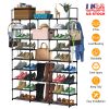 9 Tiers Shoe Rack Metal Shoe Storage Shelf Free Standing Large Shoe Stand 50-55 Pairs Shoe Tower Unit Tall Shoe Organizer with 2 Hooks for Entryway Cl