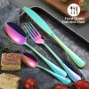 4-Piece Flatware Set Stainless Steel Silverware Cutlery Kitchen Utensil Set w/ Fork Knife Tea Spoon for Home Kitchen Hotel Restaurant