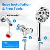 Handheld Filtered High Pressure Shower Head with 5FT Hose Bracket 8 Spray Modes 2 Wash Modes Water Saving Showerhead with Filter System Remove Chlorin