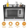 Bakers Rack Carbon Steel Kitchen Storage Cabinets Microwave Stand Kitchen Shelves with Microwave Compatibility Translucent Door Net Panel