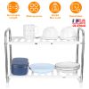 2 Tier Under Sink Organizer Retractable Kitchenware Rack Holders Space Saving Storage Shelf 55LBS Max Load