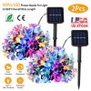 2Pcs Solar Powered String Lights 50LED Beads Fairy Sakura Flower Blossom Lights IP65 Waterproof Colorful Decorative Party Christmas Tree Lamps w/ 8 Li