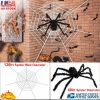 Halloween Decorations Spider Outdoor 49inch Halloween Spider with 126 inch Tarantula Mega Spider Web Hairy Poseable Scary Spider Outdoor Yard Creepy D