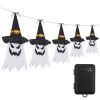 Halloween Ghost Witch Hat Hanging Light Lantern 11.6ft Outdoor String Decorative Light Patio Yard Garden Indoor Light