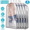 5 Pack 40In Garment Bag for Hanging Clothes Dustproof Waterproof Hanging Clothes Storage Bag Clear Transparent Suits Cover for Sweater Jacket Coat Dre