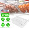 2Pcs Refrigerator Egg Drawer 36 Egg Capacity Snap On Hanging Storage Tray Space Saving Pull Out Egg Container Organizer