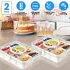 2Pcs Divided Serving Tray 8 Compartments Snack Box Charcuterie Container Clear Snack Platter Organizer Storage Box with Lid Handle for Candy Nuts Cook