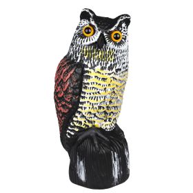 Solar Powered Owl Decoy with Flashing Eye Hoot Sound Infrared Sensor Scare Bird Squirrel Away Pest Repellent Bird Deterrent Outdoor Garden Yard Protec