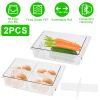 2Pcs Refrigerator Egg Drawer 36 Egg Capacity Snap On Hanging Storage Tray Space Saving Pull Out Egg Container Organizer