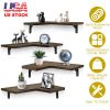 4Packs Corner Floating Shelf Wall Mount Display Storage Shelf Organizer Wood Metal Bedroom Living Room Décor