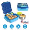 Kids Lunch Box Thermal Lunch Container with Insulated Storage Bag 2 Compartments Spoon Fork Case Food-safe Spill-resistant