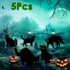 Halloween Cat Yard Sign Decorations 5Pcs Glow in the Dark Halloween Cat Fluorescence Lawn Sign with 10 Stakes for Haunted House Garden Yard and Scary