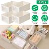 4Pcs Foldable Linen Clothing Storage Bin with Visible Clear Window Convenient Handle Multipurpose Collapsible Storage Basket Closet Fabric Container F