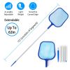 Swinging Pool Skimmer Cleaner Mesh Net Leaf Cleaning Scoop Pool Leaf Rake Debris Skimmer w/ Fine Mesh 4 Telescopic Pole Sections For Swimming Pools Ho