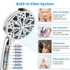 Handheld Filtered High Pressure Shower Head with 5FT Hose Bracket 8 Spray Modes 2 Wash Modes Water Saving Showerhead with Filter System Remove Chlorin