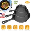 3Pcs Pre-Seasoned Cast Iron Skillet Set 6/8/10in Non-Stick Oven Safe Cookware Heat-Resistant Frying Pan