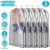 5 Pack 60In Garment Bag for Hanging Clothes Dustproof Waterproof Hanging Clothes Storage Bag Clear Transparent Suits Cover for Sweater Jacket Coat Dre