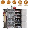 6-Tier 2-Row Shoe Rack Organizer Stackable Free Standing Shoe Storage Shelf Plastic Shoe Cabinet Tower with Transparent Doors for Heels Boots Slippers