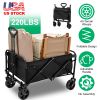 100L Collapsible Folding Wagon Cart With Adjustable Handle 220LBS Load Capacity Heavy Duty Foldable Utility Outdoor Wagon For Camping Shopping Garden