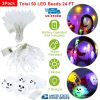 3Pcs Halloween Light Decorations Total 50 LEDs 24ft Halloween String Lights Colorful 3D Skeleton Ghost String Lights Gauze Skull String Lights Spooky