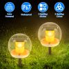 2Pcs Solar Floating Pool Lights Solar Flame Stake Lights IP67 Waterproof Outdoor Globe Ball Lights With 3 Lighting Colors Modes For Pool Garden Patio