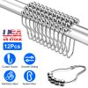 12 Sets of Shower Curtain Hooks Rustproof Stainless Steel Hooks for Shower Rods Smoothly Glide Hooks for Bathroom Bathtubs Closets Window Curtain