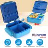 Kids Lunch Box Thermal Lunch Container with Insulated Storage Bag 2 Compartments Spoon Fork Case Food-safe Spill-resistant