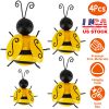 4Pcs Bumble Bee Set Ornament 3D Iron Hanging Bee Wall Decor Art Sculpture Statues Decorations For Fence Lawn Bar Living Room