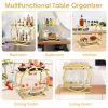 2 Tier Makeup Organizer for Vanity Gold Perfume Organizer for Dresser Carbon Steel Kitchen Bathroom Countertop Organizer Cosmetic Display Trays Servin