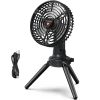 Foldable Camping Fan with Emergency Power Bank 270° Oscillating Rechargeable Tripod Fan for Hiking Fishing Personal Desk Fan with 4 Speeds 3 Brightnes