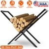 Firewood Log Rack 220LBS Steel Wood Lumber Storage Stacking Rack X Shape Storage Holder for Fireplace Firepit