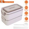 Bento Lunch Box 3 Stackable Food Container Leakproof Dishwasher Microwave Oven Safe Bento Box with Chopsticks Spoon for Adult Kids Work Picnic