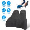 Lumbar Support Pillow For Office Chair Car Seat Home Dining Chair Soft Memory Foam Back Support Cushion With Vibration Washable Cover Elastic Strap Ba