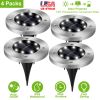 4Pcs Solar Powered Ground Light Outdoor IP65 Waterproof Buried In-Ground Lamp Decorative Path Deck Lawn Patio Lamp