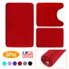 3Pcs Bathroom Rug Set Plush Velvet Bath Carpet Anti-Slip Memory Foam Mat For Tub Shower Bathroom